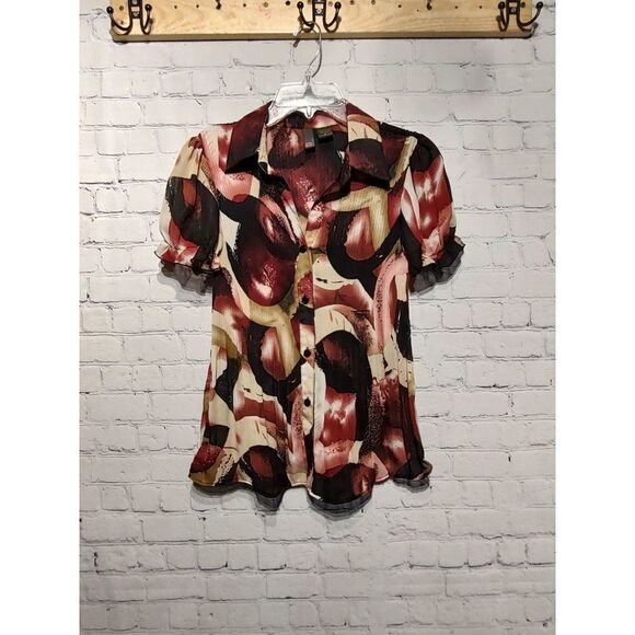 Sere Nade chiffon sheer buttoned blouse medium - Picture 1 of 5